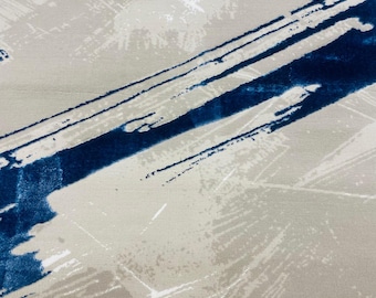 Abstract Brushstroke Blue‑Accent Area Rug"