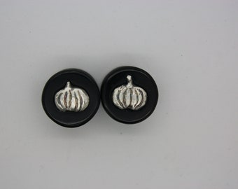 5/8" Obsidian Silver Pumpkin Plugs