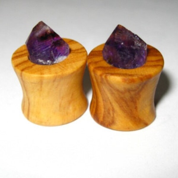 7/16" Olivewood with Amethyst Inlay Plugs