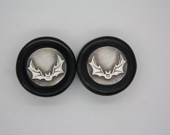 SPECIAL 30mm Obsidian Silver Happy Bat Plugs