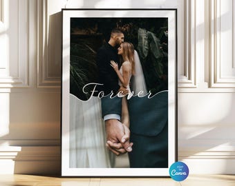 Affiche de collage photo de couple : modèle sur toile modifiable Anniversaire pour toujours (téléchargement numérique)