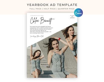 Editable Yearbook Ad Template, Senior Yearbook Ad, Full Page Half Page Quarter Page, Graduation Tribute, Personalized Photo Collage Ad