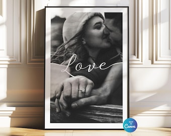 Couple Photo Collage Poster: Love Anniversary Editable Canva Template (Digital Download)