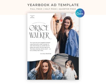 Editable Yearbook Ad Template, Senior Yearbook Ad, Full Page Half Page Quarter Page, Graduation Tribute, Personalized Photo Collage Ad