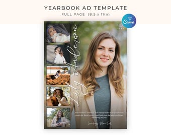 Editable Yearbook Ad Template, Full Page, Senior Yearbook Ad, Graduation Tribute, Personalized Photo Collage Ad