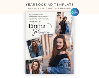 Editable Yearbook Ad Template, Senior Yearbook Ad, Full Page Half Page Quarter Page, Graduation Tribute, Personalized Photo Collage Ad
