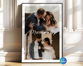 Familienpaar Momente Foto Collage Poster: Jubiläumsgeschenk Bearbeitbare Canva Vorlage (Digitaler Download)