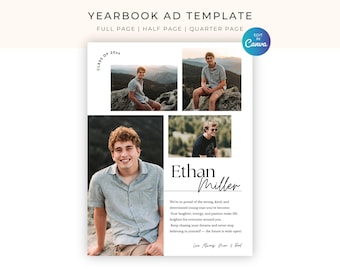 Editable Yearbook Ad Template, Senior Yearbook Ad, Full Page Half Page Quarter Page, Graduation Tribute, Personalized Photo Collage Ad