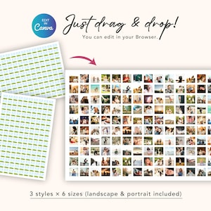 Mall för 150 fotokollage, minimalistisk rutnätsdesignposter, landskapsporträtt, jubileumspresentminne, redigerbar digital mall för Canva bild 4
