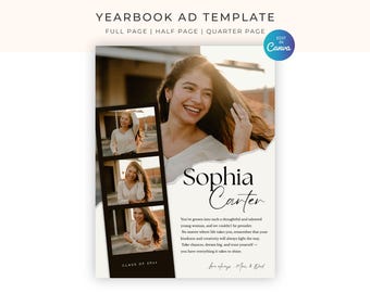 Editable Yearbook Ad Template, Senior Yearbook Ad, Full Page Half Page Quarter Page, Graduation Tribute, Personalized Photo Collage Ad