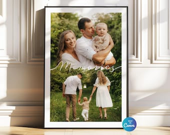 Familjeminnen Fotokollageposter: Redigerbar Canvasmall för årsdagspresent (digital nedladdning)