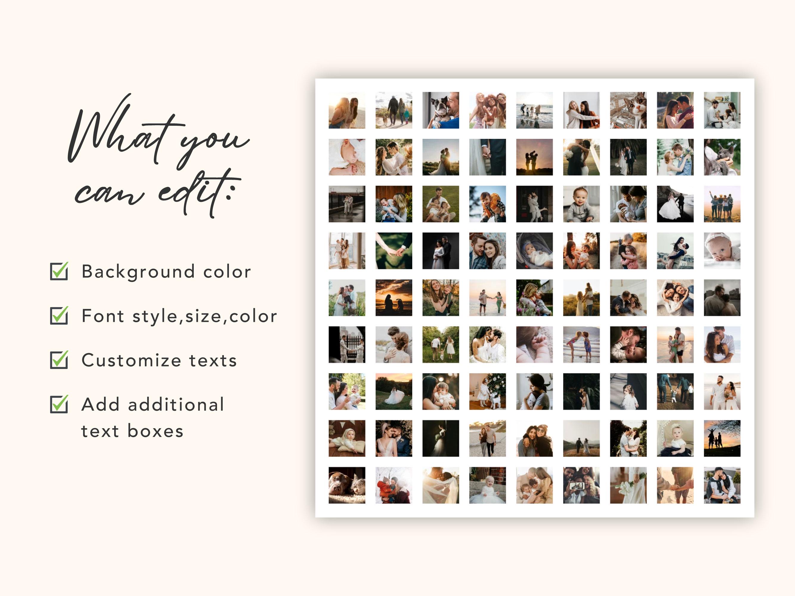 81 Photo Collage Template, Minimalist Grid Design Poster, Square ...