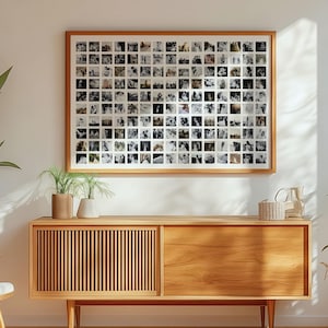 Mall för 150 fotokollage, minimalistisk rutnätsdesignposter, landskapsporträtt, jubileumspresentminne, redigerbar digital mall för Canva bild 3