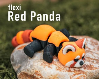 Flexi Red Panda – 3D Printed Articulated Flexi Animal, Cute Gift for Animal Lovers, Desk Pet or Bag Charm, Fidget Keychain