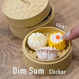 点心クリッカーセット | 3Dプリント | 香港風ハーガオ、シュウロン、バオシュウマイ、中国風ヤムチャ、餃子、バオズ、ストレス解消ノベルティ