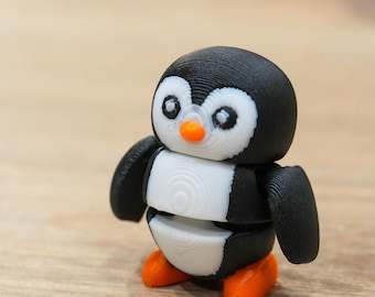 Cute Penguin Keychain – 3D Printed Articulated Penguin Fidget Toy