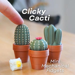 Clicky Cacti – 3D Printed Mechanical Mini Cactus Fidgets Desk Toy for Stress Relief (Pack I)