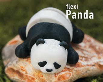 Flexi Panda – Animal flexible articulado impreso en 3D, un regalo ideal para amantes de los animales, mascota de escritorio o colgante para bolso, llavero antiestrés.