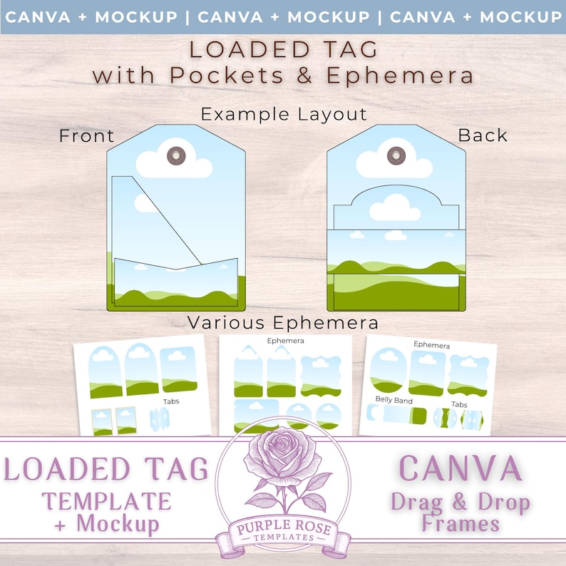 Loaded Tag Insert Loaded Tag Canva Template & Mockup: Junk Journal Ephemera, Pockets ...