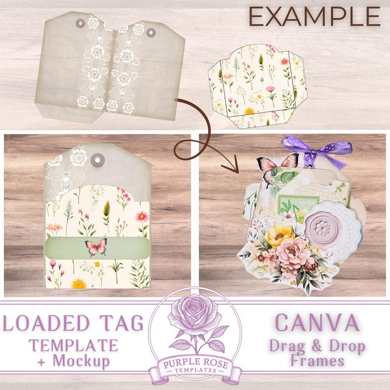 Loaded Tag Insert Loaded Tag Canva Template & Mockup: Junk Journal Ephemera, Pockets ...