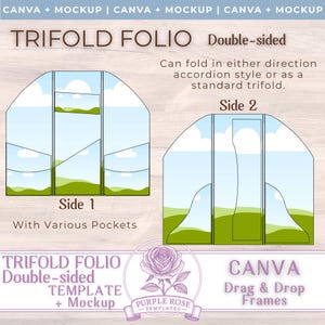 Trifold Double Sided Folio CANVA TEMPLATE + Mockup Template | Junk Journal | Various Pockets, Tags, Cards | Commercial Use Instructions