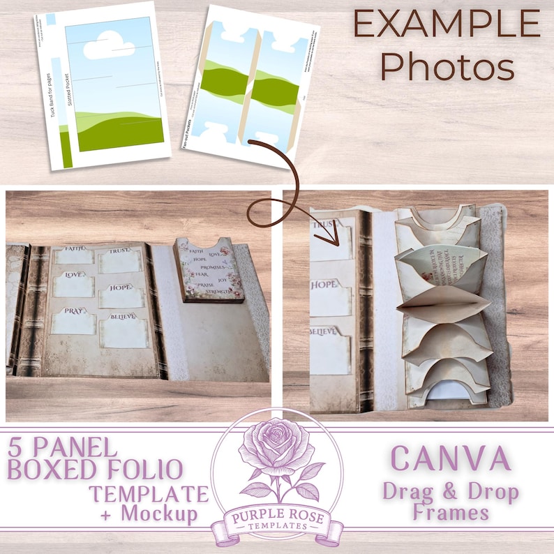 Boxed Out Text Examples 5 Panel Boxed Folio With Fan-out Pockets Canva Template & Mockup: Junk ...