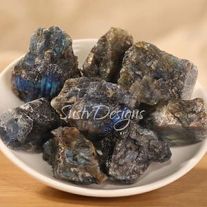 Pierres de labradorite brutes naturelles, cristaux bleus irisés flash pour intuition et décoration