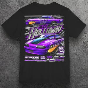 Purple Black Racing Shirt | Drag Racing Tee | Streetwear Car Graphic T-Shirt | Retro Race Day Shirt | Max Holloway Design
