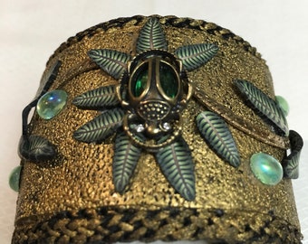 Polymer Clay Cuff with Opals and an Old Scarab