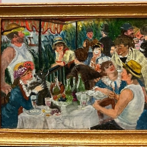 After Renoir&#39;s &quot;Luncheon of the Boating Party&quot; Oil Painting 4&#39; x 3&quot; by Linda Farris