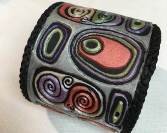 Contemporary Polymer Clay 2 3/8" Cuff Bracelet