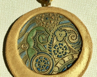 3.25" dia. Polymer Clay Pendant Necklace