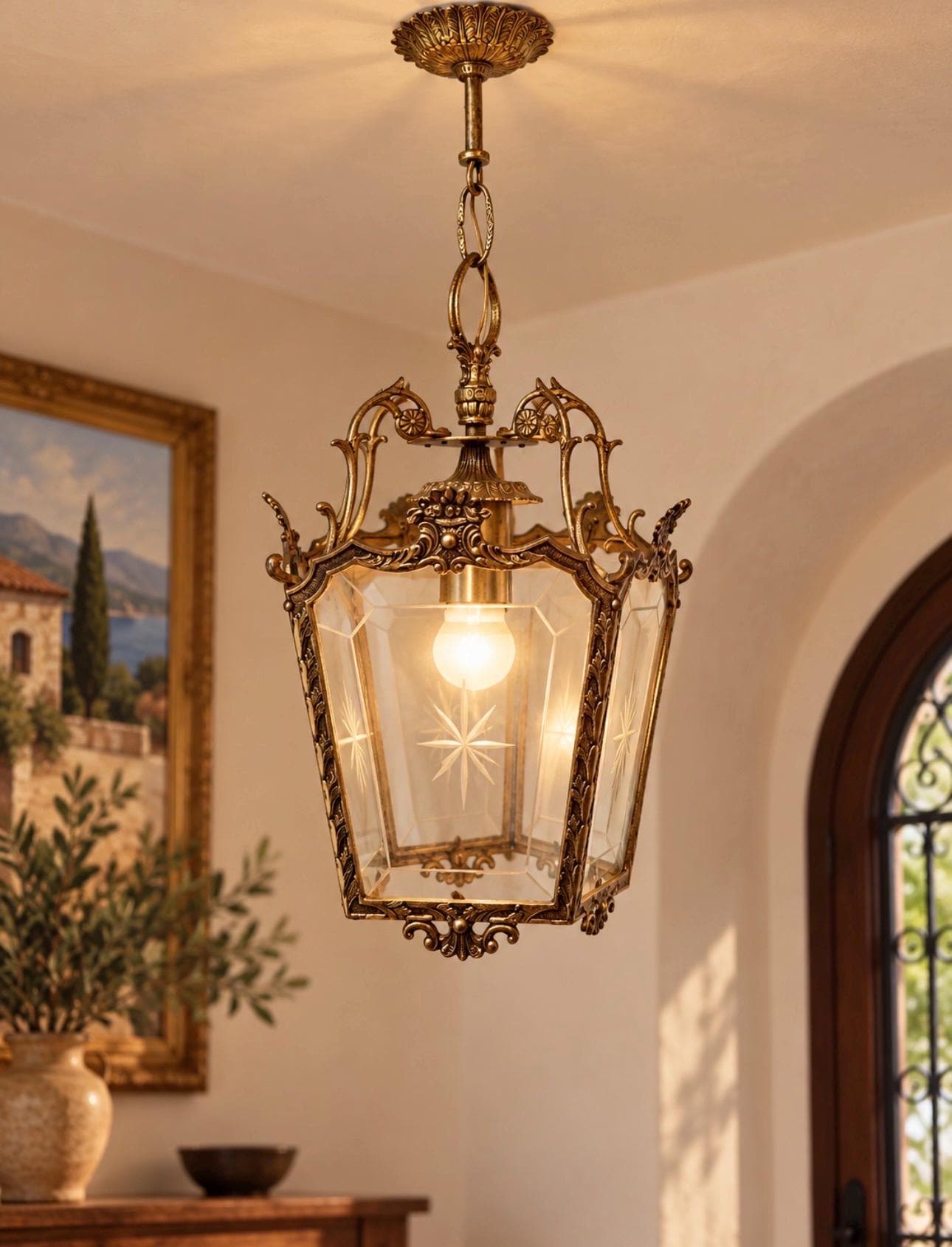 インポート⭐︎スペインのペンダントライト　アンティークブラス　ブロンズ Spanish Pendant Lighting - Etsy