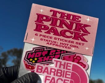 The Pink Pack – 6 Piece Sticker Set | Hot Girl Aesthetic • Pink Stickers • Trendy Vinyl Stickers