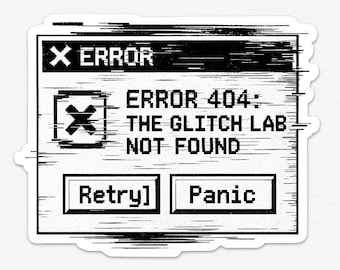 Pegatina de error 404 - The Glitch Lab no encontrado, calcomanía retro de glitchcore de píxeles