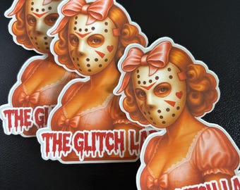 Jason Mask Pinup Girl Sticker • Retro Horror Vinyl Decal