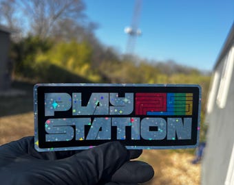 Adesivo holográfico de console de jogos retrô – decalque de vinil
