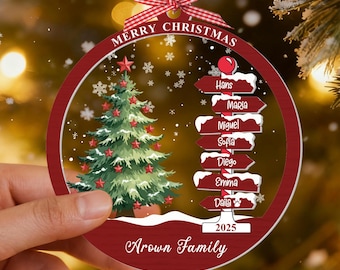 Personalized Family Name Ornament, Family Name Christmas Tree Ornaments, Christmas Tree Ornament Family Names 2025, Holiday Keepsake