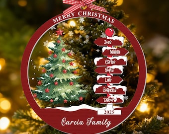 Custom Family Ornaments, Personalized Family Name Ornament 2025, Christmas Tree Ornament Family Names, Christmas Keepsake, Gifts For Mom