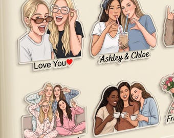 Custom Best Friend Magnet Personalized Bestie Fridge Magnet for BFF Sister, Cute Friendship Gift for Birthday Christmas Galentines Day