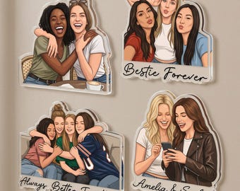 Personalisierter Fotomagnet für die beste Freundin, individuelles Geschenk für die beste Freundin, Erinnerungsstück zum Geburtstag der Freundschaft, Weihnachtsgeschenk