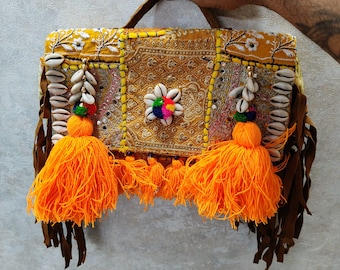 Handgemachte bestickte Banjara Tasche: Boho Festival Crossbody Geldbörse