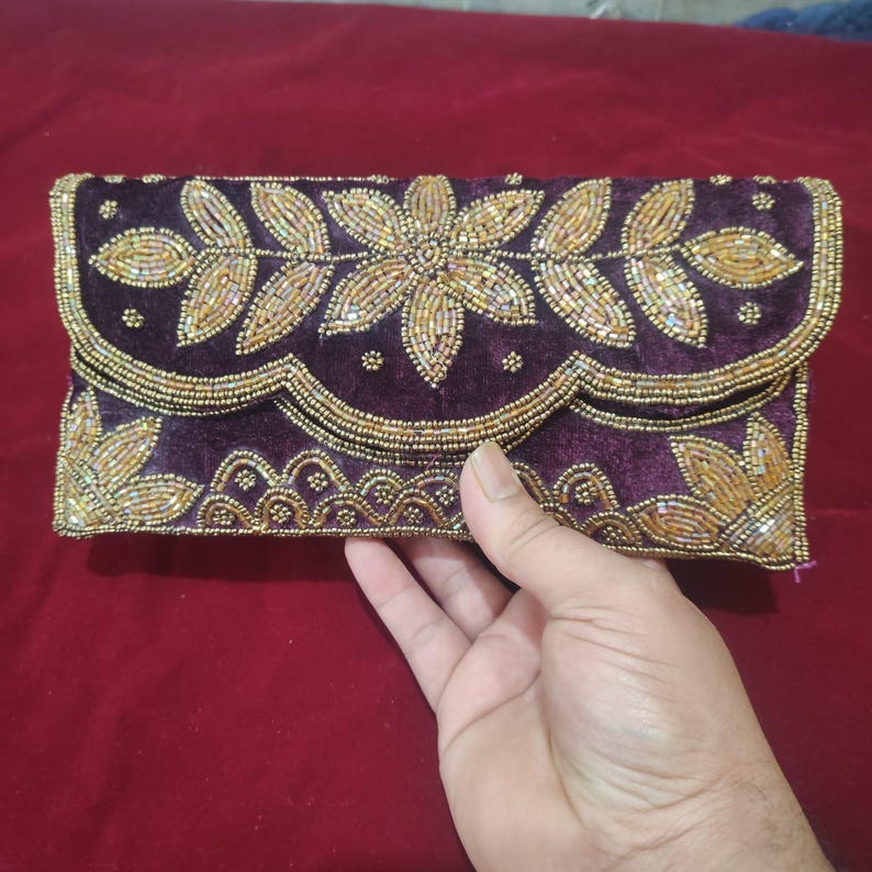 Purple clutches and evening bags - purple beaded evening bag