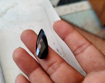 Faceted Pear Shape Black Onyx Gemstone: Protection Stone, Jewelry Making