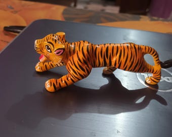Handmade Meenakari Tiger Statue, Rajasthani Painted Metal Figurine