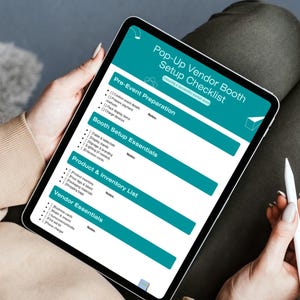 Pop Up Vendor Booth Checklist Template | Canva Editable PDF | Craft Fair Market Day Planner | Small Business Printable