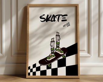 Halloween Skateboard Vibrant Wall Artwork for Skater Boys Bedroom Decor