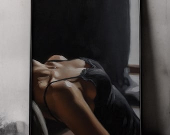 Kobieca sztuka buduaru – zmysłowy cień w eleganckim stylu olejnym