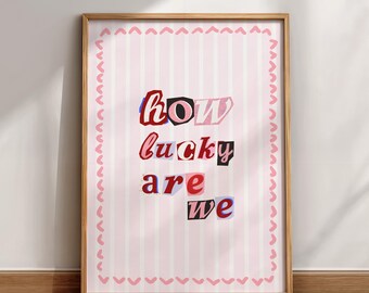 Plakat „Jakie mamy szczęście” | Grafika ścienna „Coquette” do druku (pobranie cyfrowe)