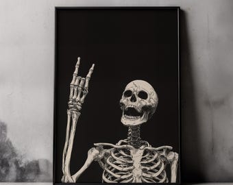 Straszna dekoracja ścienna z motywem szkieletu na Halloween do wydrukowania – wersja cyfrowa